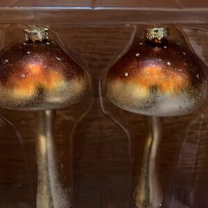 3 new Elegant Gold and Brown Mushroom Ornaments North Spruce